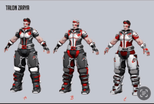 Concepts for Talon Zarya in Overwatch.