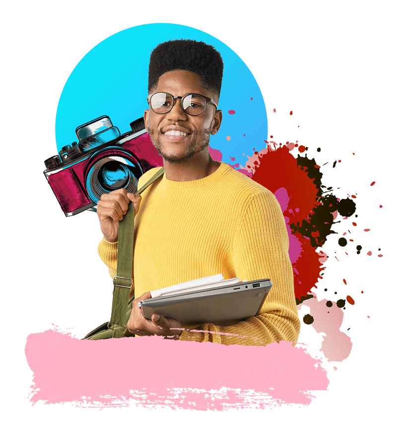 A transfer college student happy and excited